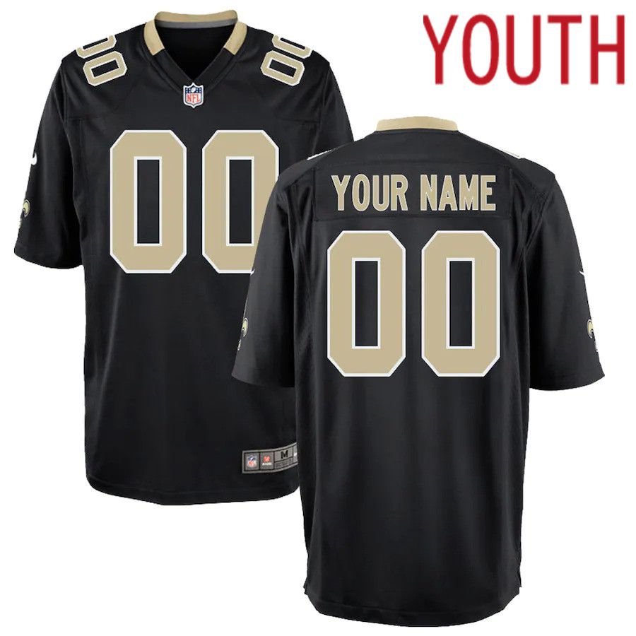 Youth New Orleans Saints Nike Black Custom Game NFL Jersey